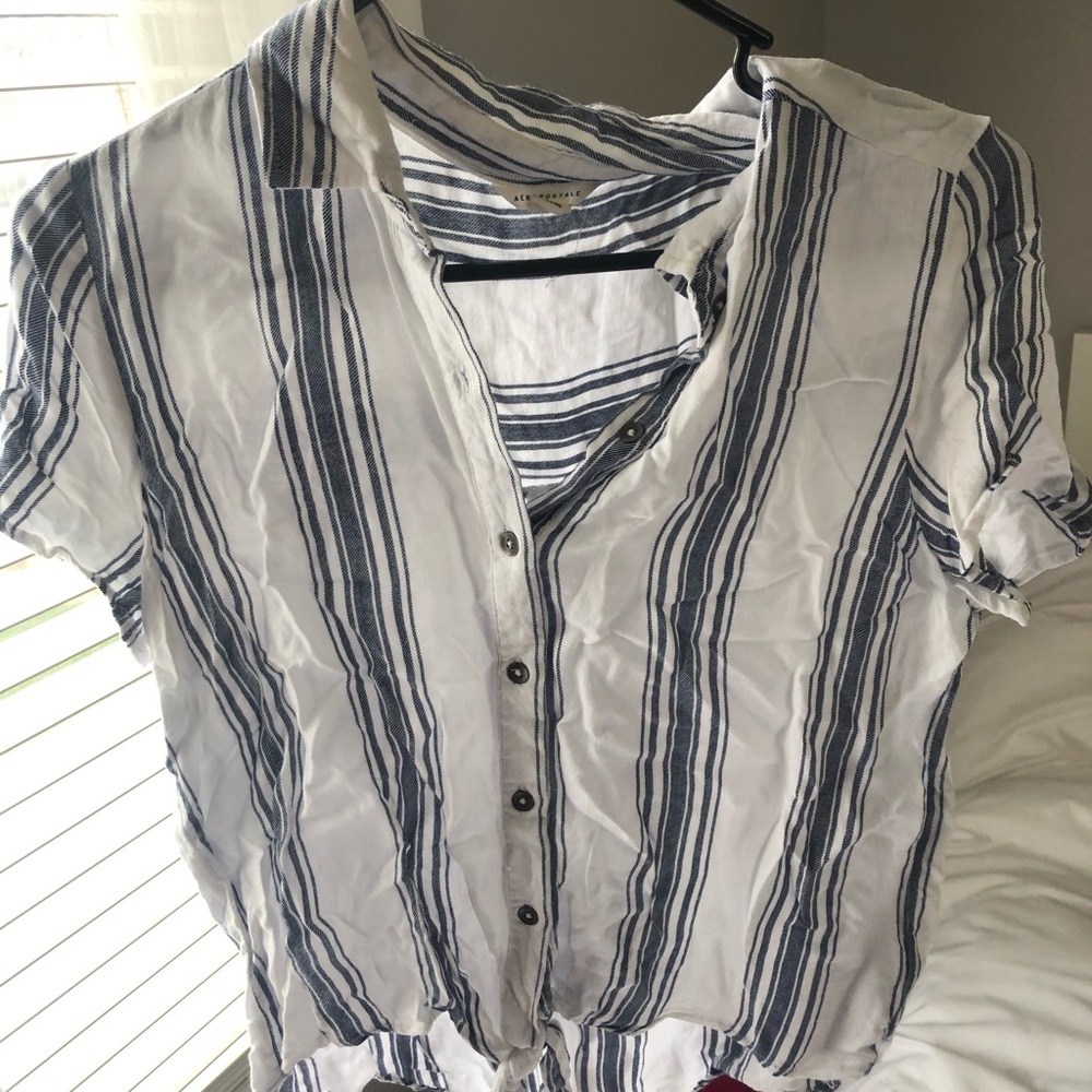 Blue striped Aeropostale shirt with collar